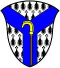 a pairle or pall—Ermine; a pairle azure charged with the crosier of St Fillan proper—Dewar, Canada* (Scots coat)