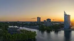 Panorama of the Southern part of Ķīpsala island in Riga, Latvia