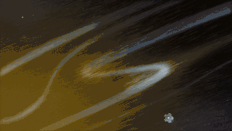 Illustration of Parker Solar Probe flying through a switchback in the solar wind.