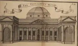 1766 illustration of the building with its original dome, the so called 'goose pie'