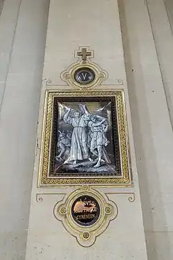 A Grisalle image illustrating the Way of the Cross.