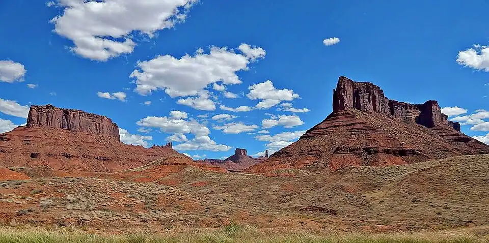 The Convent (left) and Parriott Mesa (right) seen from Utah State Route 128