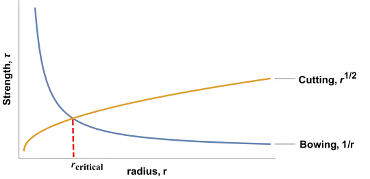 Figure 1. The competition between cutting and bowing.