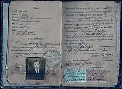 Passport of a Portuguese immigrant, 1927.