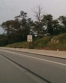 Color photo of a speed-limit sign
