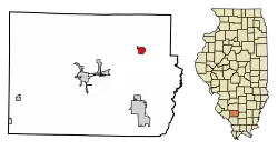 Location of Tamaroa in Perry County, Illinois.