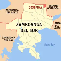 Map of Zamboanga del Sur with Josefina highlighted