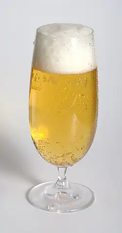 A German-style "Pilsner tulip" (Pilstulpe) glass