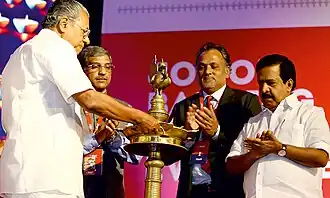 Pinarayi Vijayan inaugurating ESAF Small Finance Bank at Thrissur in March, 2017