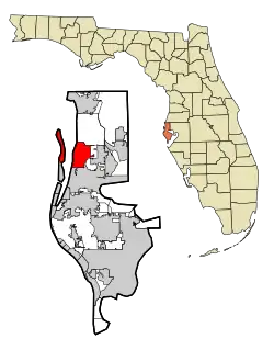 Location in Pinellas County and the state of Florida