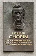 Plaque, Prague, Czech Republic, where Chopin lived 1829-30