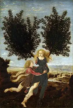 Painting of Daphne from Greek mythology, turning into a laurel tree