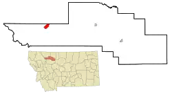 Location of Heart Butte, Montana