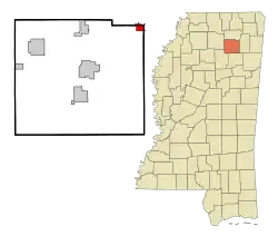 Location of Sherman, Mississippi
