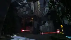 A overgrown Portal Revolution chamber featuring paired cubes that ease the transportation of laser beams