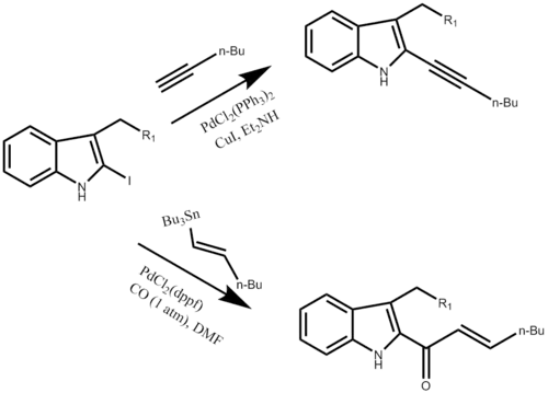 Possible next step synthesis reactions working with the 2-iodoindoles from the Fukuyama Synthesis.
