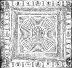 Chinese use of the Siddhaṃ script for the Pratisara mantra, from the Later Tang. 927 CE