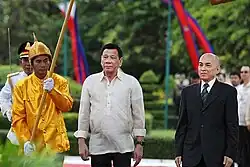 President Rodrigo Duterte with King Norodom Sihamoni at the Royal Palace, Phnom Penh on 14 December 2016.