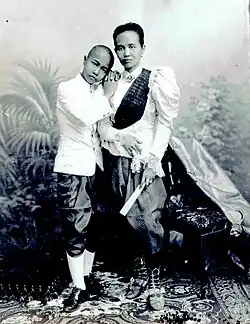 Prince Dilok Noppharat and his mother, Princess Thip Keson of Chiang Mai in 1896