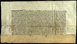 Jogaila's privilege to the Vilnius Cathedral (in Latin), issued on 17 February 1387 in Vilnius
