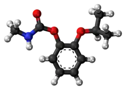 Ball-and-stick model of the propoxur molecule