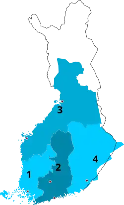1721-1743 1 Turku and Pori 2 Uusimaa and Tavastia 3 Ostrobothnia 4 Savonlinna and    Kymenkartano