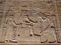 Ptolemy XII before Hathor and Philae, at the Hathor Temple, Dendera, which he built in 54 BC.[13][19]