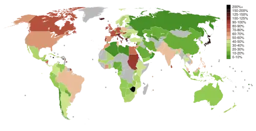 Public debt as a per cent of GDP in 2010