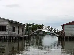 A bridge between stilt houses (palafito) in Colombia, in Ciénaga Grande de Santa Marta