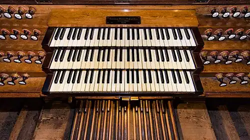 Keyboard of the gallery organ.