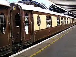 Brown-and-tan passenger car