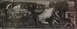 painting by Ethel Pye of the Neo-pagans camping on the Beaulieu River in 1910