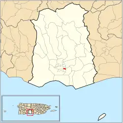 Location of barrio Quinto within the municipality of Ponce shown in red