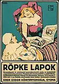 The cover of the newspaper Röpke Lapok by Richard Geiger featuring Pierrot and Columbine