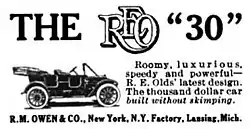 1912 REO advertisement. R.&nbsp;M.&nbsp;Owens & Co.