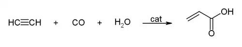 Hydrocarboxylation of acetylene