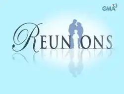 An image of silhouettes of three people, over a light blue background. The show title is displayed on the upper side of the image. The logo of GMA Network is displayed on the upper right side of the image.