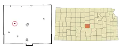 Location within Rice County and Kansas