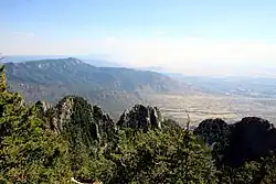 View of a ridge from the Sandia Crest Trail.