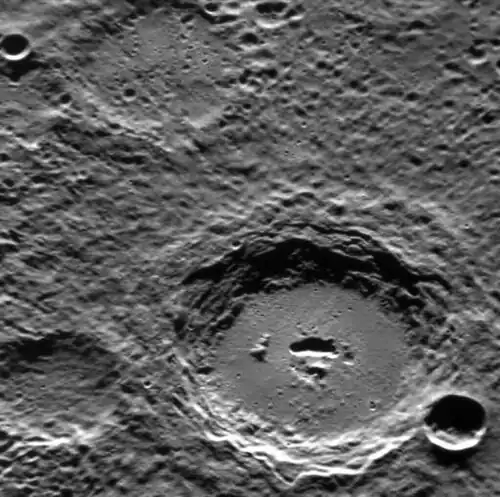 Oblique view of Rilke clearly showing the irregular depression near center