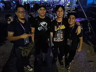 Rivermaya in 2019 (from left to right: Nathan Azarcon, Mark Escueta, Mike Elgar, and touring member Aiman Borres)