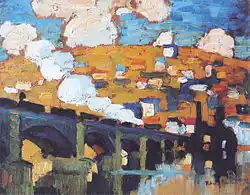 Robert Antoine Pinchon, 1905, Le Pont aux Anglais, Rouen, oil on canvas, 38 x 46&nbsp;cm, private collection. It is unclear whether this work was painted before of after Le Pont aux Anglais, soleil couchant