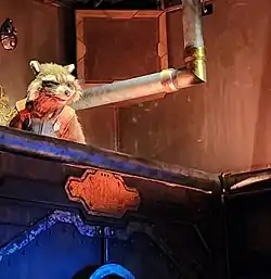 Rocket in the preshow of Guardians of the Galaxy – Mission: Breakout! at Disney California Adventure