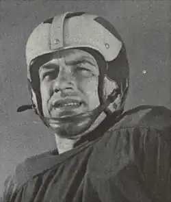 Black and white portrait of Zatkoff wearing a helmet