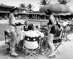 Roller skating waitresses at Roney Plaza Hotel, Miami Beach, Florida, 1939