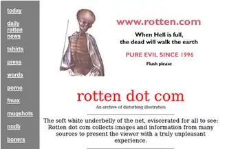 Screenshot of the Rotten.com homepage on March 18, 2010