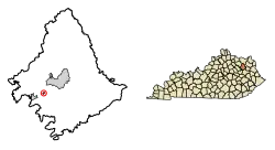 Location of Lakeview Heights in Rowan County, Kentucky.