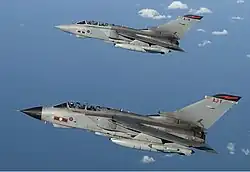 Two Panavia Tornado GR4s of No. 617 Squadron, displaying later markings used on the Tornados.