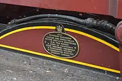 The plaque placed on 6201 to mark the occasion that it hauled the royal train for HM Queen Elizabeth II.