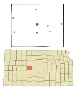 Location within Rush County and Kansas